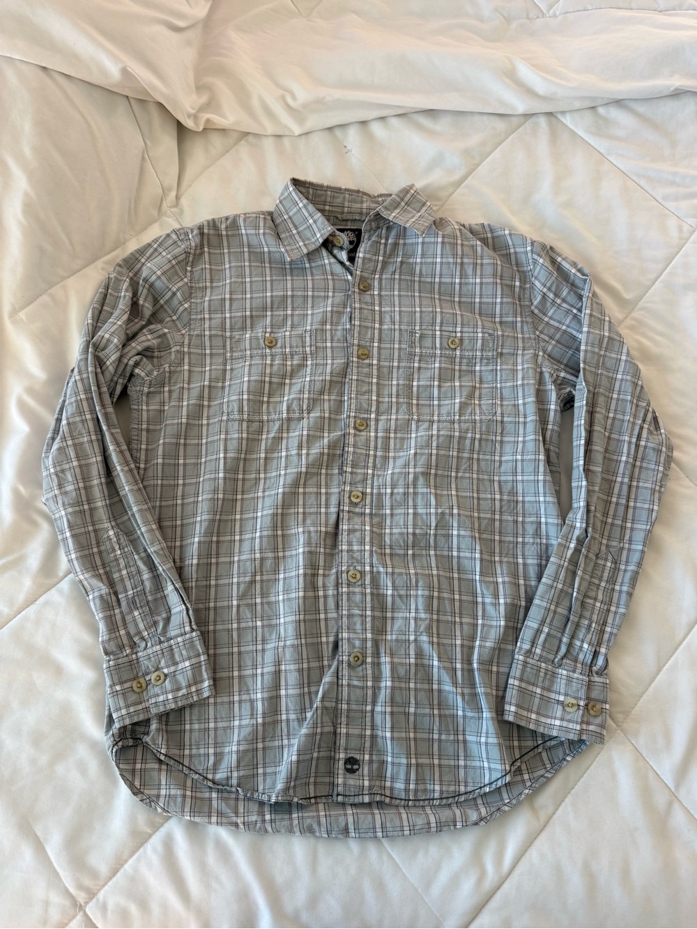 Timberland Gray Plaid Long-Sleeve Button-Down Shirt